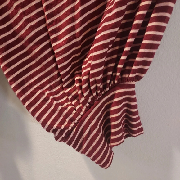 Modcloth Maroon and Pink Striped Balloon Sleeve Top in Size 2X - Picture 7 of 10